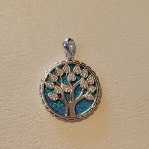 Silver and Blue Tree Pendant
